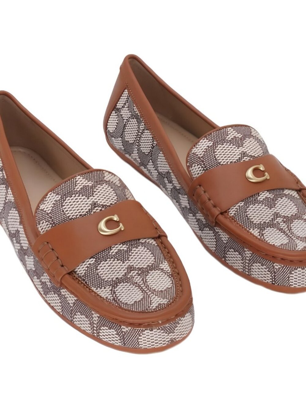 COACH Womens Sculpted C Leather Loafers Cocoa Burnished Amber US 8.5M EU 39.5
